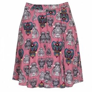 Owl Animal Print Box Pleated Skirt